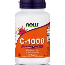 VITAMIN C-1000 (with Rose Hips & Bioflavonoids) NOW FOODS 100tabs ΒΙΤΑΜΙΝΗ C