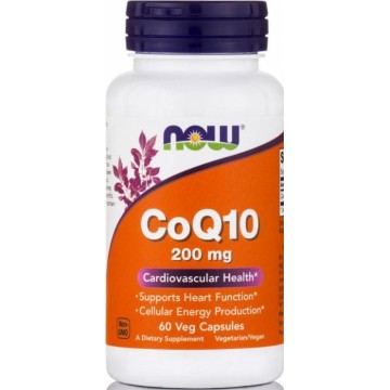 CoQ10 (ΣΥΝΕΝΖΥΜΟ Q-10) NOW FOODS 200mg 60vcaps ΚΑΡΔΙΑΚΗ ΛΕΙΤΟΥΡΓΙΑ