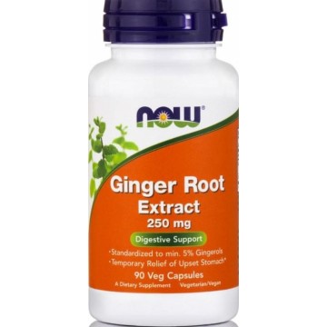 GINGER ROOT EXTRACT (ΠΙΠΕΡΟΡΙΖΑ) NOW FOODS 250mg 90vcaps ΦΥΣΙΚΑ ΑΝΤΙΦΛΕΓΜΟΝΩΔΗ