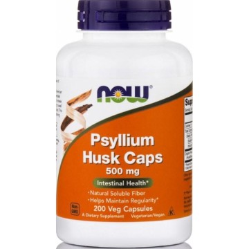 PSYLLIUM HUSK (ΨΥΛΛΙΟ ΣΕ ΚΑΨΟΥΛΕΣ) NOW FOODS 500mg 200caps ΕΝΤΕΡΙΚΗ ΛΕΙΤΟΥΡΓΙΑ