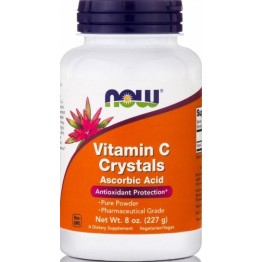VITAMIN C CRYSTALS 100% Pure Ascorbic Acid POWDER (ΒΙΟΔΙΑΘΕΣΙΜΗ ΒΙΤΑΜΙΝΗ C ΣΕ ΜΟΡΦΗ ΣΚΟΝΗΣ) NOW FOODS 227gr ΒΙΤΑΜΙΝΗ C
