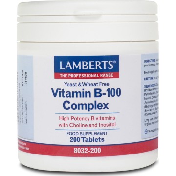 LAMBERTS VITAMIN B-100 COMPLEX (ΣΥΜΠΛΕΓΜΑ ΒΙΤΑΜΙΝΩΝ Β)  200tabs LAMBERTS VITAMIN B-100 COMPLEX (ΣΥΜΠΛΕΓΜΑ ΒΙΤΑΜΙΝΩΝ Β)  200tabs