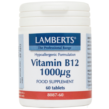 VITAMIN B-12 (METHYLCOBALAMIN) - (ΜΕΘΥΛΟΚΟΒΑΛΑΜΙΝΗ) LAMBERTS 1000mcg 60tabs ΒΙΤΑΜΙΝΗ Β