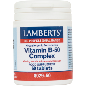 LAMBERTS VITAMIN B-50 COMPLEX (ΣΥΜΠΛΕΓΜΑ ΒΙΤΑΜΙΝΩΝ Β)  60tabs LAMBERTS VITAMIN B-50 COMPLEX (ΣΥΜΠΛΕΓΜΑ ΒΙΤΑΜΙΝΩΝ Β)  60tabs