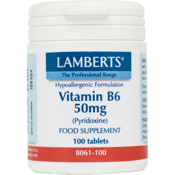 VITAMIN B-6 (PYRIDOXINE) - (ΠΥΡΙΔΟΞΙΝΗ) LAMBERTS 50mg 100tabs ΒΙΤΑΜΙΝΗ Β VITAMIN B-6 (PYRIDOXINE) - (ΠΥΡΙΔΟΞΙΝΗ) LAMBERTS 50mg 100tabs ΒΙΤΑΜΙΝΗ Β