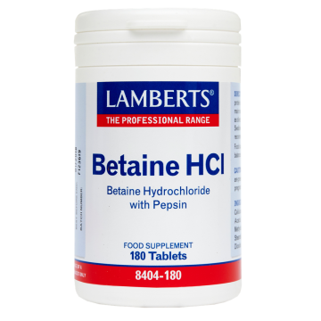 BETAINE Hcl with PEPSIN (ΜΠΕΤΑΪΝΗ ΜΕ ΠΕΨΙΝΗ) LAMBERTS 180tabs ΠΕΠΤΙΚΑ ΕΝΖΥΜΑ