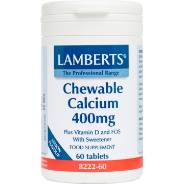 CALCIUM CHEWABLE (ΜΑΣΩΜΕΝΟ ΑΣΒΕΣΤΙΟ) LAMBERTS 400mg 60tabs ΟΣΤΕΟΠΟΡΩΣΗ