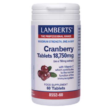 CRANBERRY (ΕΚΧΥΛΙΣΜΑ ΚΡΑΝΜΠΕΡΙ ΣΕ ΤΑΜΠΛΕΤΕΣ) LAMBERTS 18.750mg 60tabs ΟΥΡΟΛΟΙΜΩΞΕΙΣ