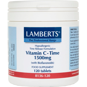 VITAMIN C 1500mg TIME RELEASE with BIOFLAVONOIDS (ΒΙΤΑΜΙΝΗ C ΒΑΘΜΙΑΙΑΣ ΑΠΕΛΕΥΘΕΡΩΣΗΣ ΜΕ ΒΙΟΦΛΑΒΟΝΟΕΙΔΗ) LAMBERTS 120tabs ΒΙΤΑΜΙΝΗ C VITAMIN C 1500mg TIME RELEASE with BIOFLAVONOIDS (ΒΙΤΑΜΙΝΗ C ΒΑΘΜΙΑΙΑΣ ΑΠΕΛΕΥΘΕΡΩΣΗΣ ΜΕ ΒΙΟΦΛΑΒΟΝΟΕΙΔΗ) LAMBERTS 120tabs ΒΙΤΑΜΙΝΗ C