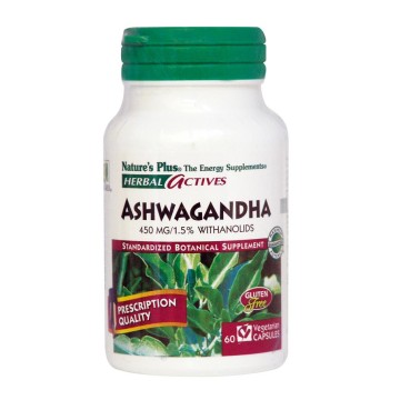 ASHWAGANDHA (ΤΙΤΛΟΔΟΤΗΜΕΝΟ ΕΚΧΥΛΙΣΜΑ ASHWAGANDHA) NATURE'S PLUS 450mg 60vcaps ΑΓΧΟΣ