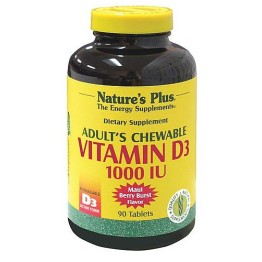 VITAMIN D-3 1000IU ADULT'S CHEWABLE (ΜΑΣΩΜΕΝΗ ΤΑΜΠΛΕΤΑ ΒΙΤΑΜΙΝΗΣ D-3) NATURE'S PLUS 90tabs