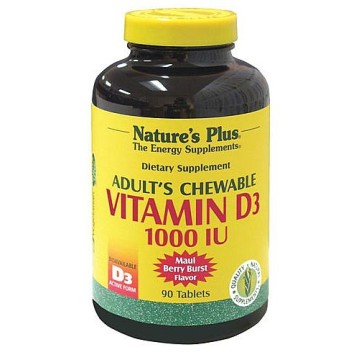 VITAMIN D-3 1000IU ADULT'S CHEWABLE (ΜΑΣΩΜΕΝΗ ΤΑΜΠΛΕΤΑ ΒΙΤΑΜΙΝΗΣ D-3) NATURE'S PLUS 90tabs ΒΙΤΑΜΙΝΗ Α & D