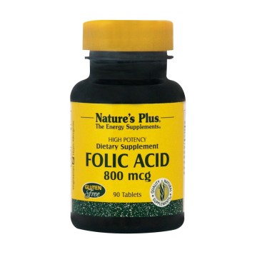FOLIC ACID (ΦΟΛΙΚΟ ΟΞΥ) NATURE'S PLUS 800mcg 90tabs ΒΙΤΑΜΙΝΗ Β