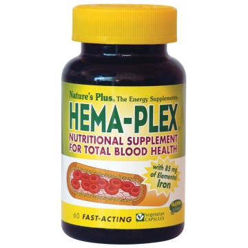 HEMA PLEX (ΑΙΜΑΤΙΚΗ ΦΟΡΜΟΥΛΑ ΜΕ ΣΙΔΗΡΟ ΚΑΙ ΑΛΛΑ ΜΕΤΑΛΛΑ) NATURE'S PLUS 60vcaps ΑΝΑΙΜΙΑ