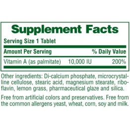 VITAMIN A 10.000IU Water - Dispersible (ΦΥΤΙΚΗ, ΥΔΑΤΟΔΙΑΛΥΤΗ ΒΙΤΑΜΙΝΗ Α) NATURE'S PLUS 90tabs ΒΙΤΑΜΙΝΗ Α & D