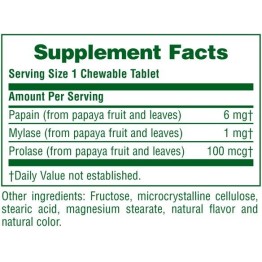 PAPAYA ENZYME CHEWABLE (ΠΑΠΑΓΙΑ ΣΕ ΜΑΣΩΜΕΝΑ ΔΙΣΚΙΑ) NATURE'S PLUS 180tabs ΦΥΣΙΚΑ ΑΝΤΙΦΛΕΓΜΟΝΩΔΗ