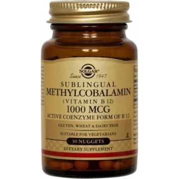 VITAMIN B-12 (ΜΕΘΥΛΟΚΟΒΑΛΑΜΙΝΗ ΣΕ ΥΠΟΓΛΩΣΣΙΑ ΔΙΣΚΙΑ) SOLGAR 1000μg METHYLCOBALAMIN nuggets 30s ΒΙΤΑΜΙΝΗ Β