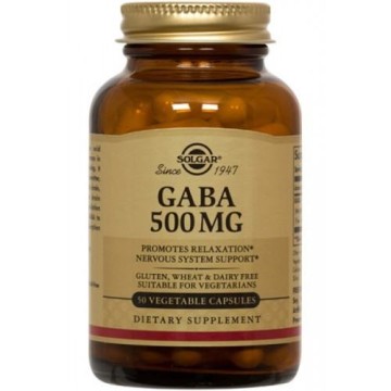 GABA (ΔΡΑ ΚΑΤΑΠΡΑΫΝΤΙΚΑ ΣΤΟ ΚΕΝΤΡΙΚΟ ΝΕΥΡΙΚΟ ΣΥΣΤΗΜΑ ΚΑΙ ΣΤΟΝ ΕΓΚΕΦΑΛΟ) SOLGAR 500mg veg.caps 50s ΕΝΔΥΝΑΜΩΣΗ & ΑΝΑΠΛΑΣΗ
