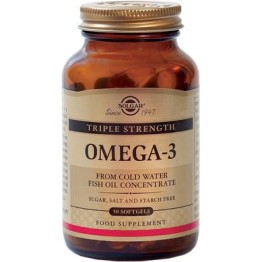 OMEGA-3 TRIPLE STRENGTH (ΩΜΕΓΑ-3 ΛΙΠΑΡΑ ΟΞΕΑ) SOLGAR softgels 50s ΤΡΙΓΛΥΚΕΡΙΔΙΑ