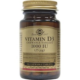 VITAMIN D-3 (ΒΙΤΑΜΙΝΗ D-3 ΜΑΣΩΜΕΝΕΣ ΤΑΜΠΛΕΤΕΣ) SOLGAR 1000IU chewable (Strawberry-Banana) 100s ΒΙΤΑΜΙΝΗ Α & D