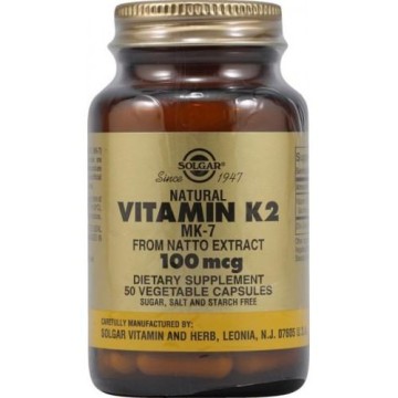 VITAMIN K-2 (ΒΙΤΑΜΙΝΗ Κ-2) SOLGAR 100μg vegcaps 50s ΒΙΤΑΜΙΝΗ Κ