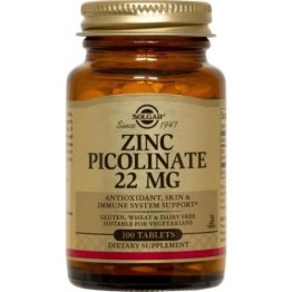 ZINC PICOLINATE (ΠΙΚΟΛΙΝΙΚΟΣ ΨΕΥΔΑΡΓΥΡΟΣ) SOLGAR 22mg tabs 100s ΠΡΟΣΤΑΤΗΣ