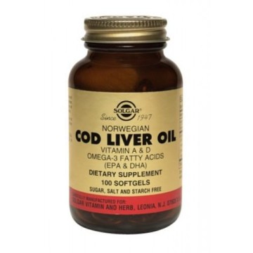 COD LIVER OIL (ΜΟΥΡΟΥΝΕΛΑΙΟ ΣΕ ΚΑΨΟΥΛΕΣ) SOLGAR softgels 100s ΦΥΣΙΚΑ ΑΝΤΙΦΛΕΓΜΟΝΩΔΗ