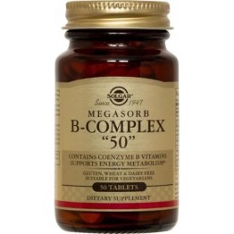 VITAMIN B-COMPLEX (MEGASORB B-COMPLEX "50") - (ΣΥΜΠΛΕΓΜΑ ΒΙΤΑΜΙΝΩΝ Β) SOLGAR tabs 50s ΒΙΤΑΜΙΝΗ Β