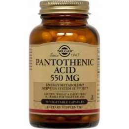 PANTOTHENIC ACID (ΠΑΝΤΟΘΕΝΙΚΟ ΟΞΥ) SOLGAR 550mg veg.caps 50s ΒΙΤΑΜΙΝΗ Β