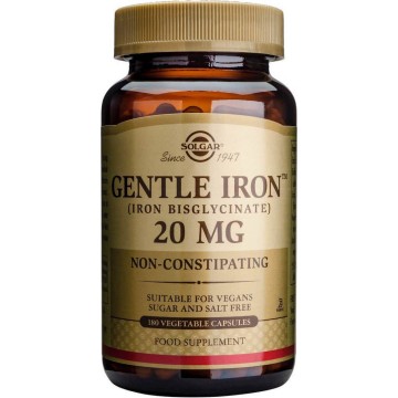 GENTLE IRON (ΔΥΣΓΛΥΚΙΝΙΚΟΣ ΣΙΔΗΡΟΣ) SOLGAR 20mg veg.caps 180s ΑΝΑΙΜΙΑ