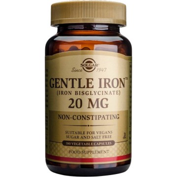 GENTLE IRON (ΔΥΣΓΛΥΚΙΝΙΚΟΣ ΣΙΔΗΡΟΣ) SOLGAR 20mg veg.caps 90s ΑΝΑΙΜΙΑ